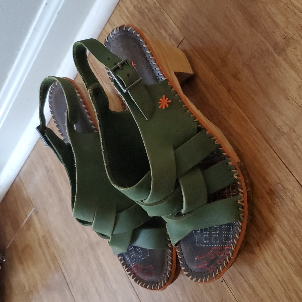 art Green Leather Women's Sandals Size 38 - Picture 5 of 15